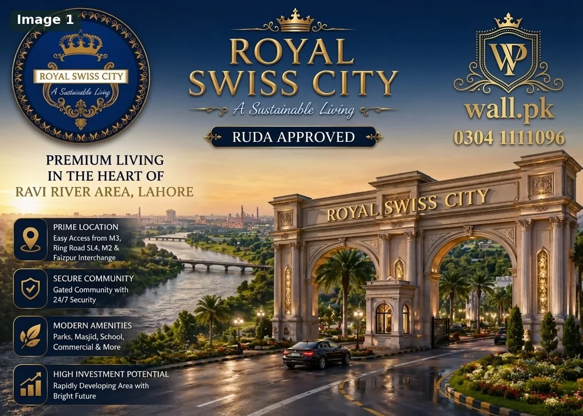 Royal Swiss City Lahore — RUDA-approved housing scheme by HRL and RKS Developers in the Ravi River corridor