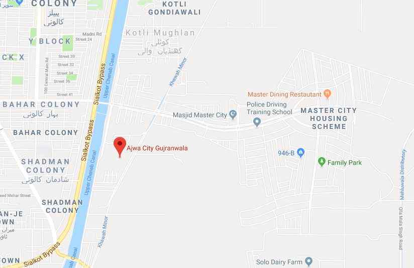 Ajwa City Gujranwala Location Map