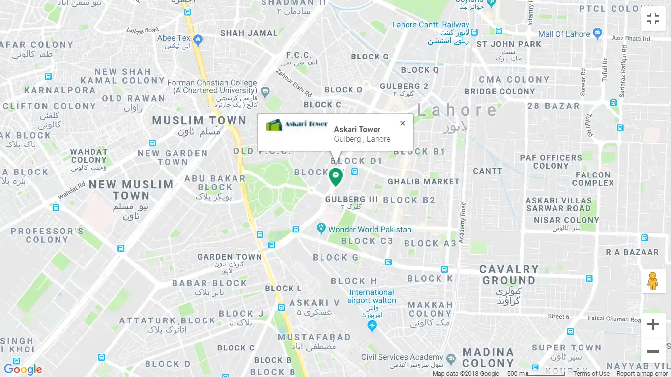 Askari Tower Lahore Location Map