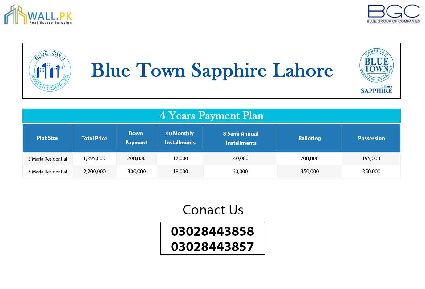 Blue Town Sapphire 4 Yeras Payment Plan