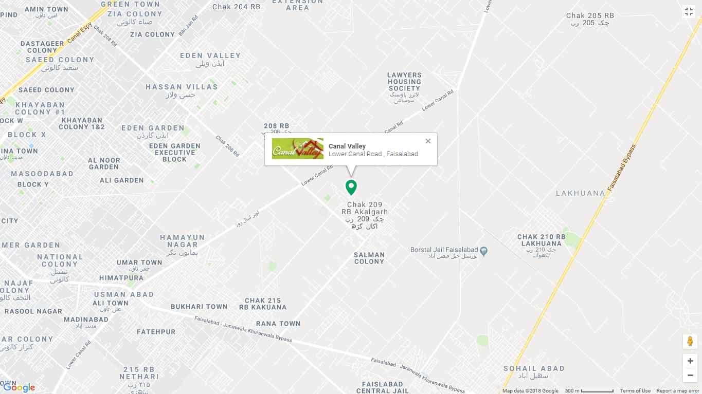 Canal Valley Faisalabad Location Map