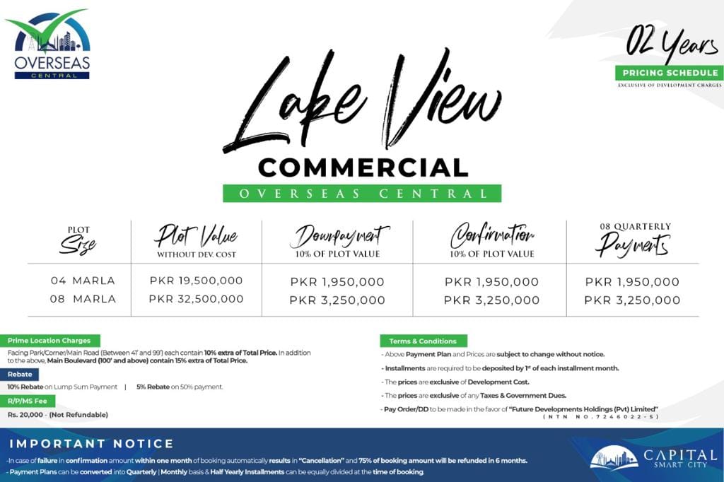 Capital Smart City Lake View Commercial Payment Plan