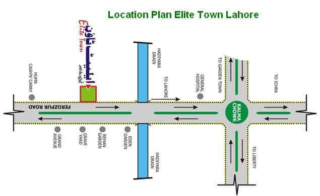 Elite Town Lahore Location Map