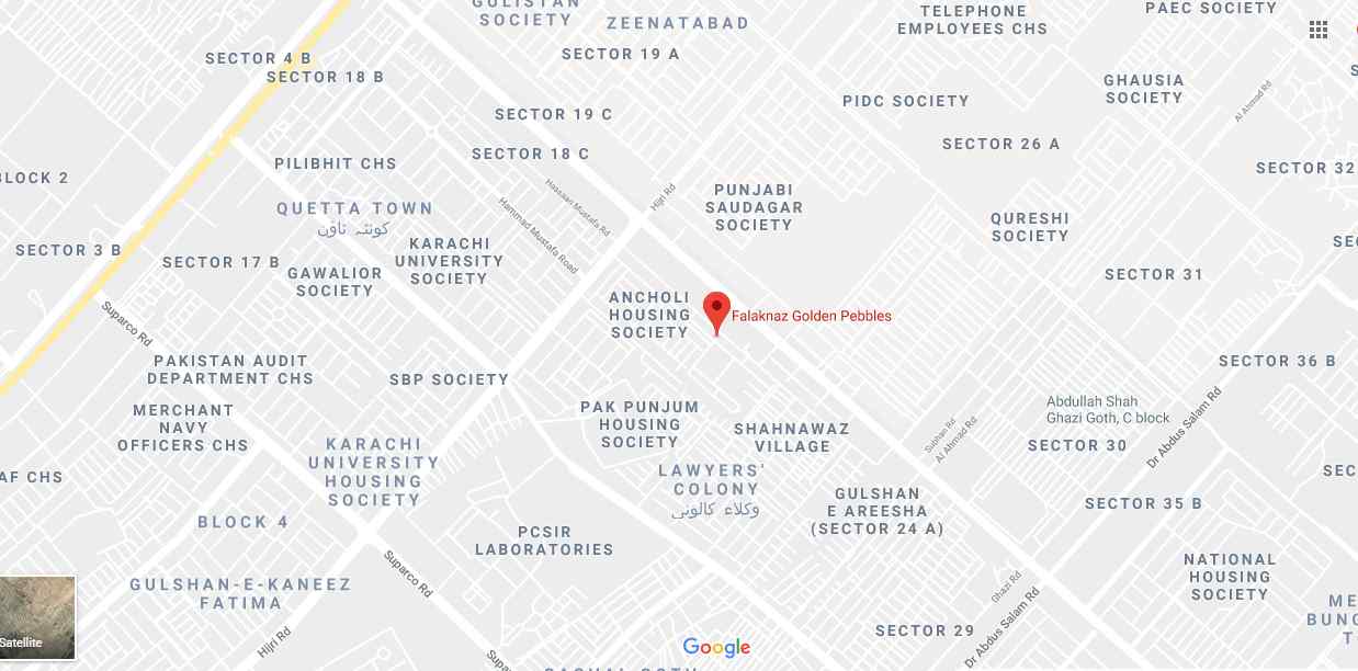 Falaknaz Golden Pebbles Karachi Location Map