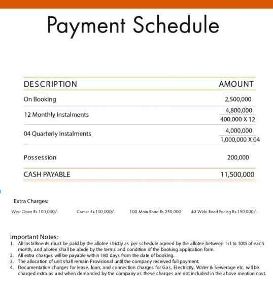 Falaknaz Golden Pebbles Karachi Payment Plan
