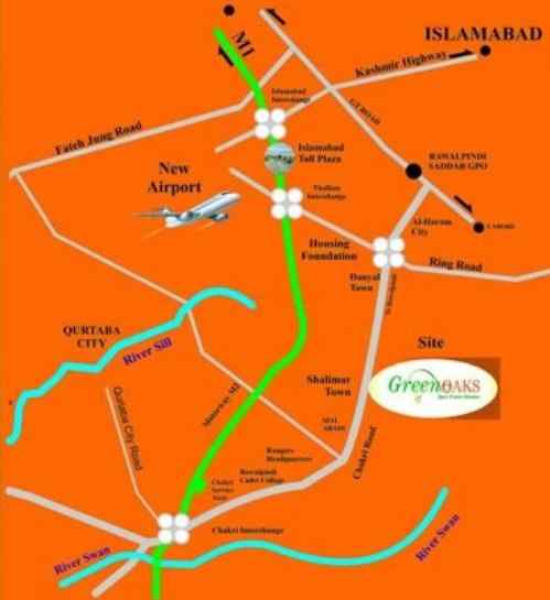 Green Oaks Islamabad Location Map