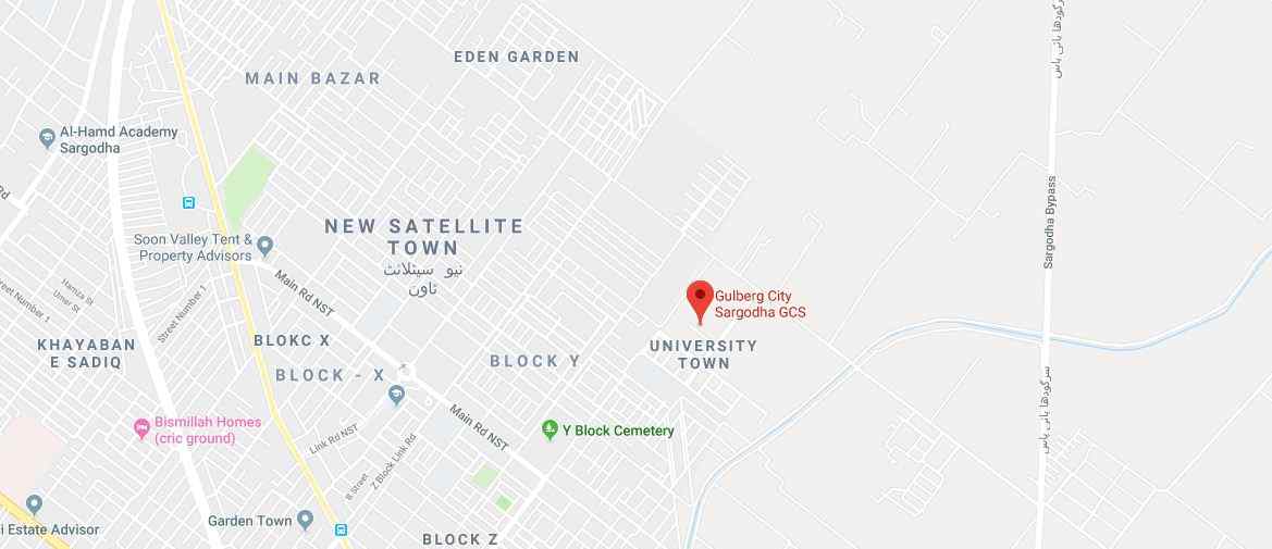 Gulberg City Sargodha Location Map