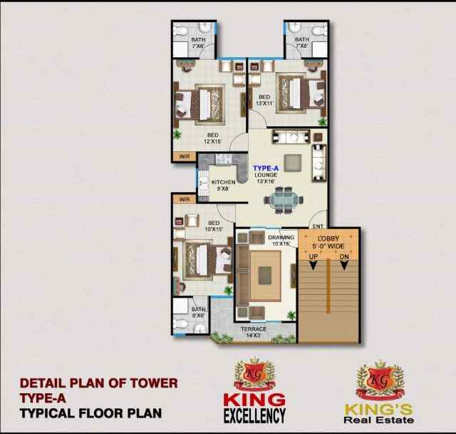 King's Excellency Karachi Apartments for Sale Type A Layout 