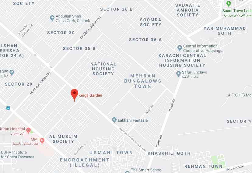 King’s Garden Karachi Location Map
