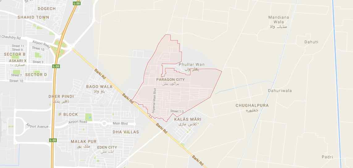 Paragon City Lahore Location Map