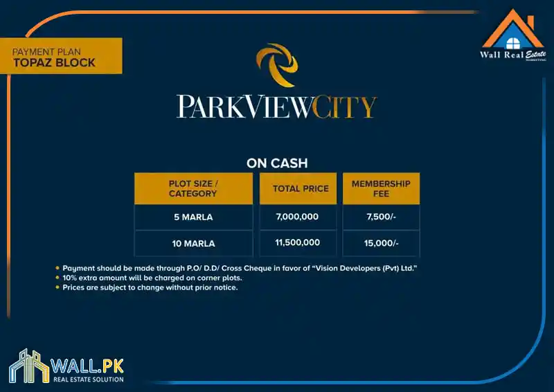 Park View City Topaz Block Payment Plan  (1)