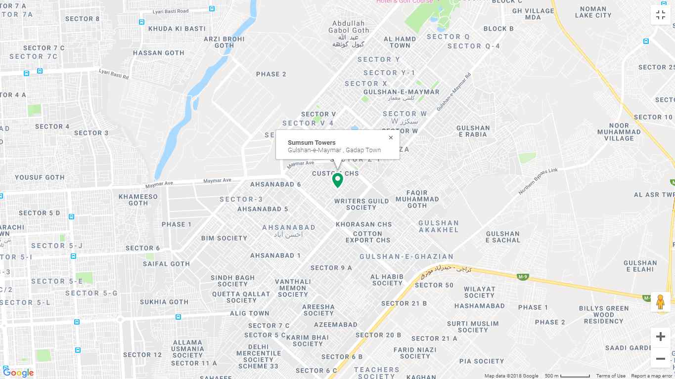 Sumsum Towers Karachi Location Map