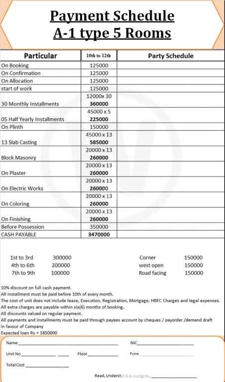 Waqar Twin Tower Karachi Payment Plan