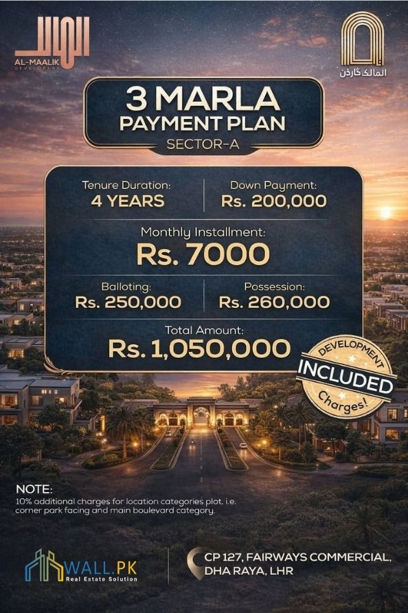 Al Maalik Garden Payment Plan 2026