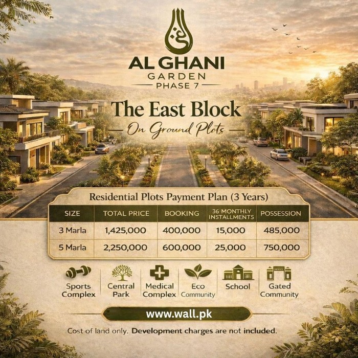 The East Block - Al Ghani Garden Phase 7 Residential Plot Payment Plan